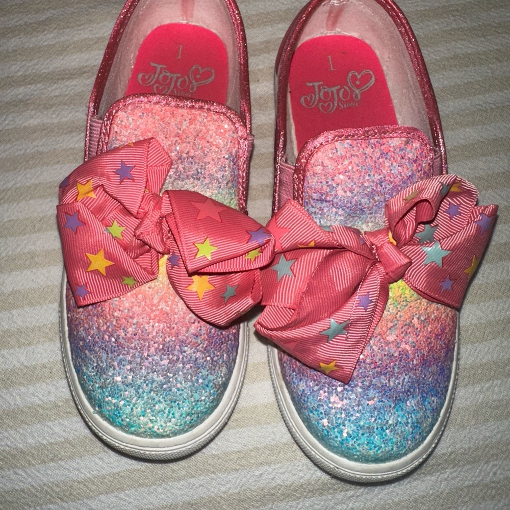 JoJo Siwa Rainbow Glitter Sneakers with Star Bow